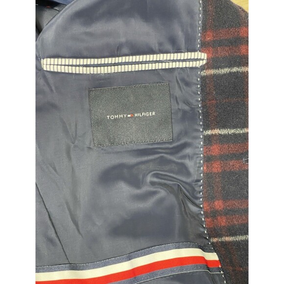 Tommy Hilfiger Men's Red and Blue Coat M Wool Blend - Picture 7 of 9